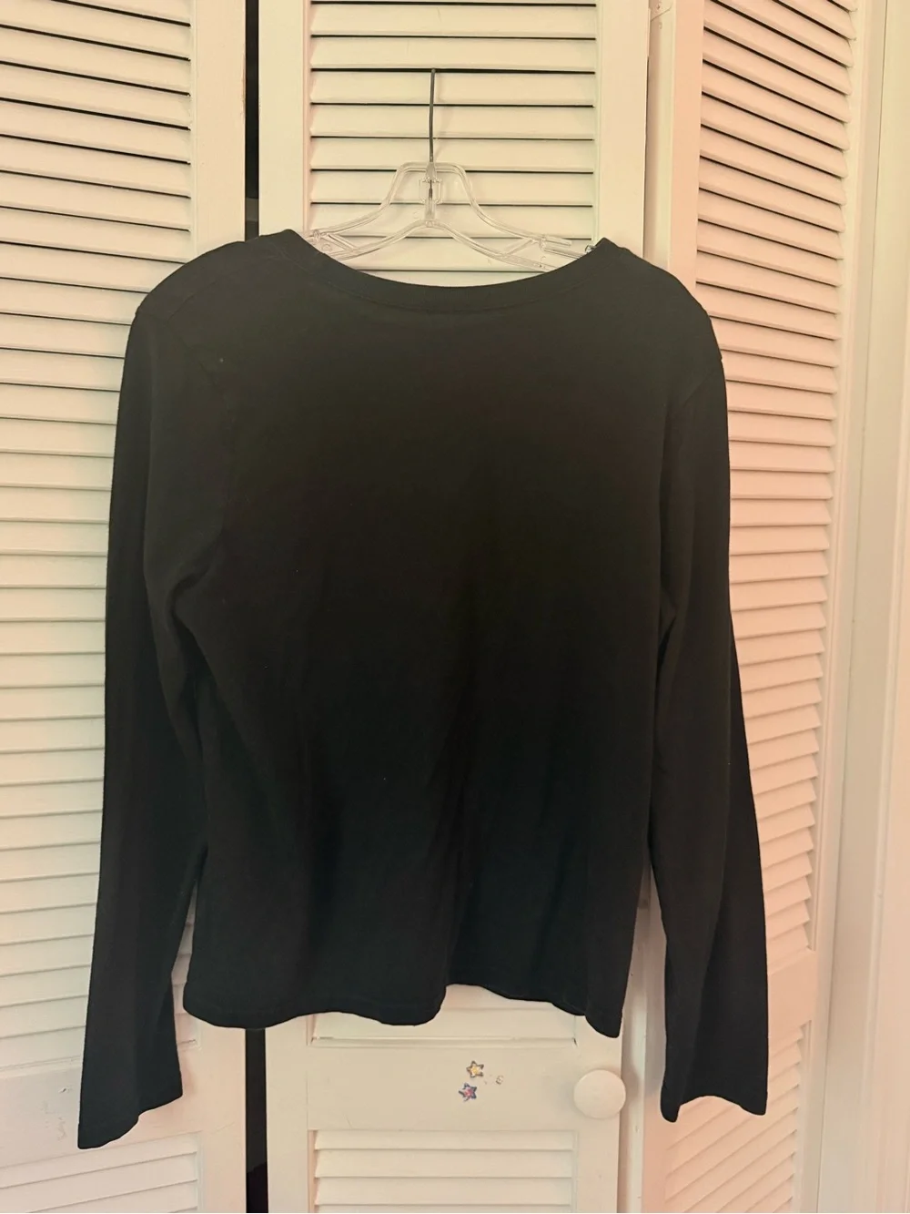 Black Long Sleeve Top with Heart Stud Detail
